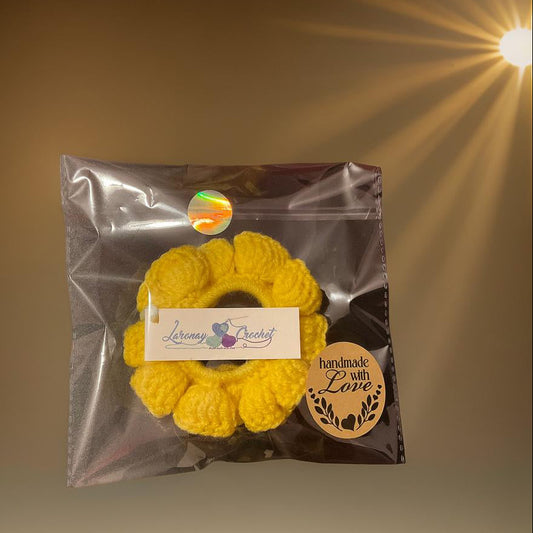 Sunshine Yellow Crochet Scrunchie
