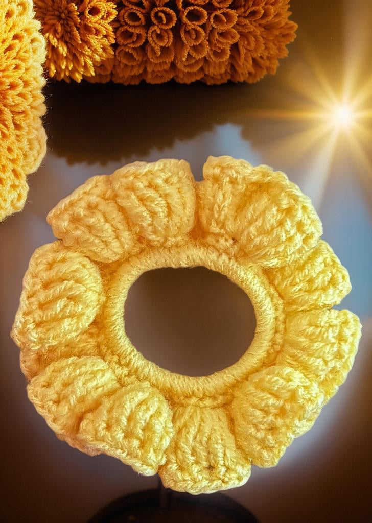 Sunshine Yellow Crochet Scrunchie