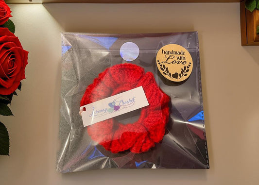 Red Wool School Scrunchie