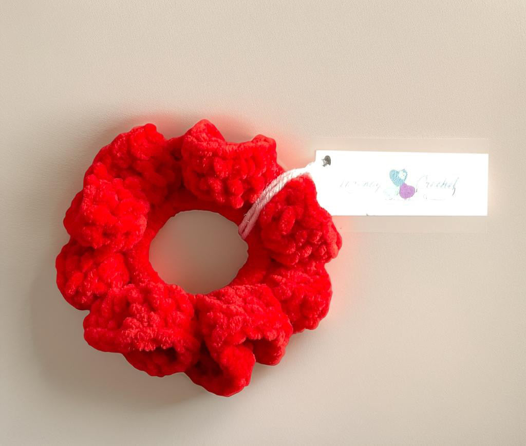 Red Wool School Scrunchie